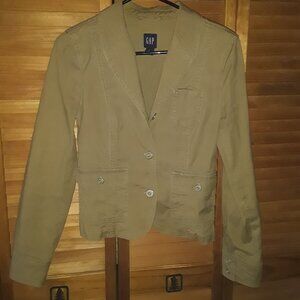 Gap Womans SZ 6 Olive Green Drab Military Style Blazer Jacket